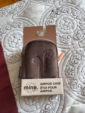 mine Brown Plush Earbud Case with Rose Gold Zip Pull